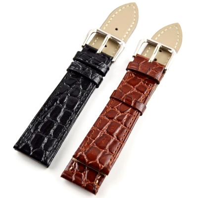 Bright Leather Crocodile Pattern Black Brown First Layer Cowhide Leather Strap