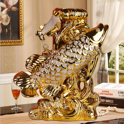 Gao Bo Decorated Home Modern living room decoration pieces lucky gold arowana electroplate frosted ceramic crafts