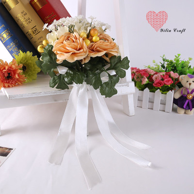 The bride holds the flower cloth art to simulate the multi-color supply wedding props DIY Korean hand holding flowers.