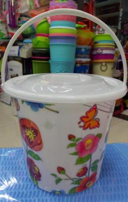 Genuine plastic bucket with cover thick printing marriage household cleaning bucket bucket bucket