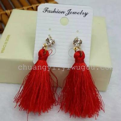 Creative circle earring red Tassel Earrings all-match lovely lady.