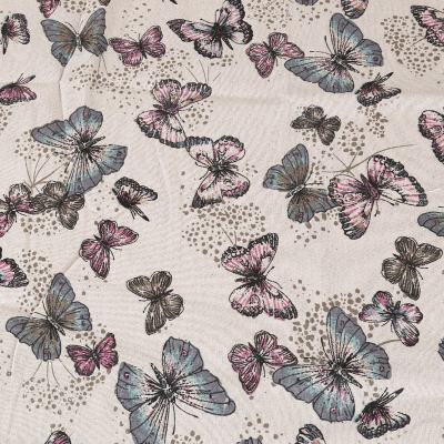 Nifty butterfly pattern hemp printed cotton and linen fabric