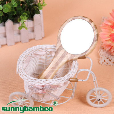 Mini beauty mirror makeup mirror wooden hand mirror makeup mirror factory customized wooden mirror