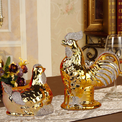 Gao Bo Decorated Home Chicken auspicious couples home decoration ceramic rooster hen small ceramic crafts