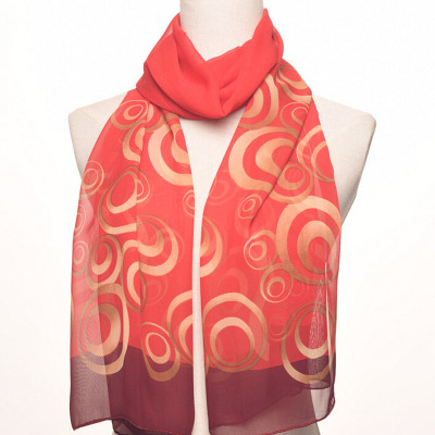 Women's silk scarf spring and autumn summer thin chiffon beach sun protection shawl long scarf.