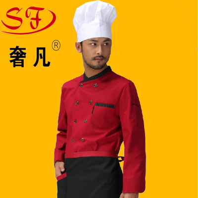 Western restaurant chef's uniform is wet and sweat.