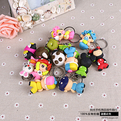 2016 hot products fair market stall key buckle clay doll