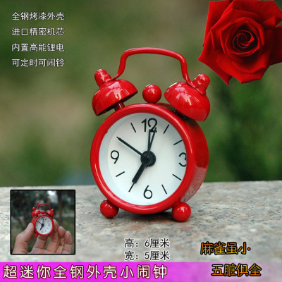 Factory Direct Sales Creative Mini Cartoon Metal Little Alarm Clock in Stock Wholesale Customizable Clock Dial 1-Inch Alarm Clock