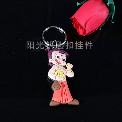 Hot PVC soft plastic key chain Indian god like double-sided cartoon key chain car pendant manufacturers direct sales