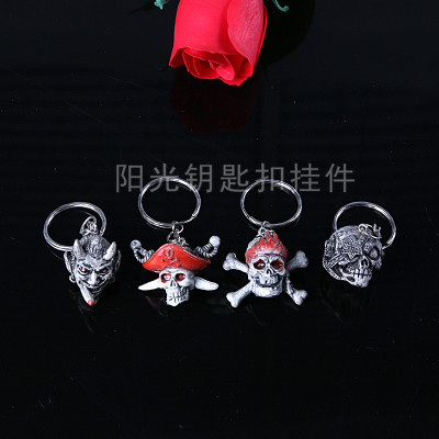 Hot style PVC simulation Halloween skeleton head key ring gifts wholesale key chain pendant manufacturers direct sales