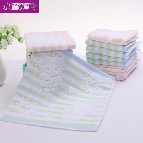 pure cotton towel yarn cloth point jacquard towel with hanging shopping children face towel bee towel item no： 2209