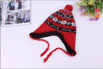 The Children 's knitted jacquard hat is a popular hat to knit cap.