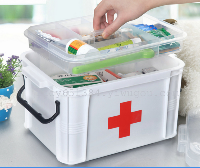 Family large medicine box home plastic medicine box multilayer first aid kit