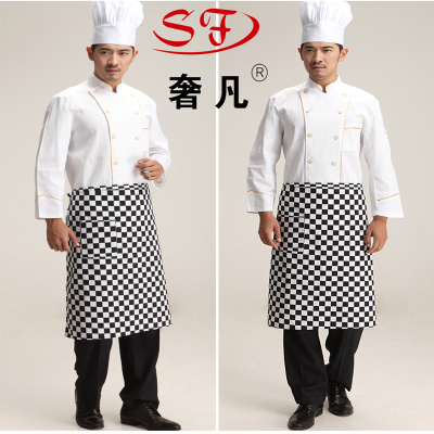 New autumn and winter work clothes two rows of black chef clothing can embroider the logo.