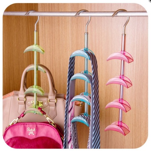 360 degrees rotatable 4-layer pack stand hook multifunctional bag hanger clothes rack