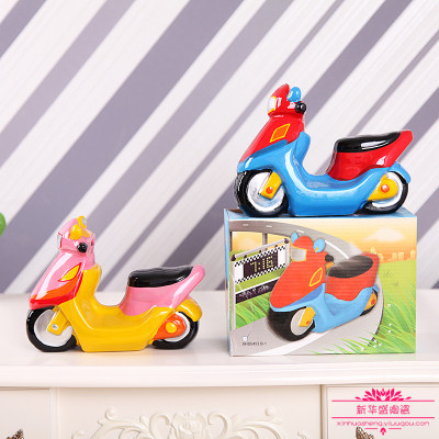 Ceramic ladies fashion creative gifts scooter piggy bank