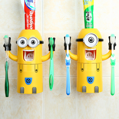 Small yellow toothbrush holder toothbrush holder automatic toothpaste dispenser dust cup