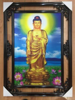 38*58 Wooden Headdress Flower Frame Buddha Statue