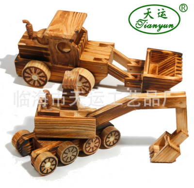 Wood Excavator Forklift Supply Genuine Tianyun Brand Wooden Travel Crafts Pendulum Model Children's Toys