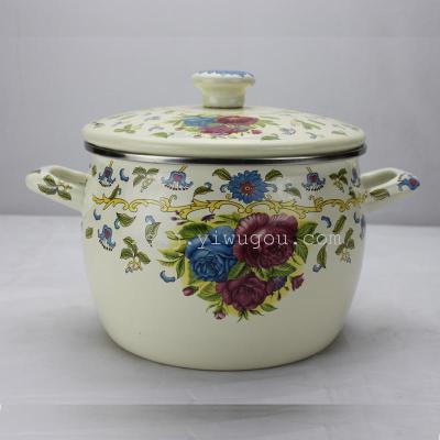 Thickened Enamel Soup Pot Export Pot with Two Handles Enamel Pot Stew Pot Natural Gas Induction Cooker Universal