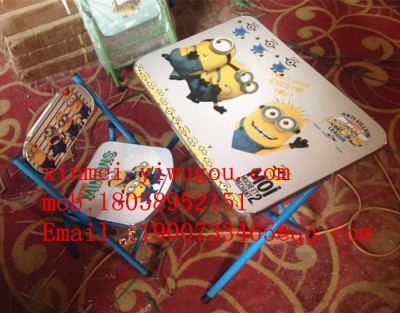 Manufacturers selling 19 small yellow man cartoon small children folding tables and chairs set Desk chairs