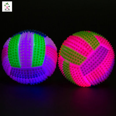 Light emitting toy 6.5cm flash massage ball whistle volleyball child flash toy wholesale