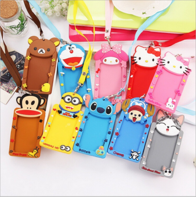 Cartoon Lanyard Bus Access Control Card Holder Work Permit Card Sleeve Silicone Bus Card Holder