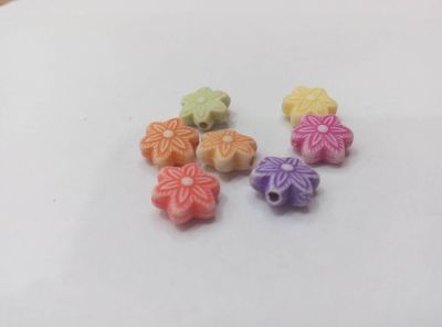 Factory direct plastic flower dyeing beads multicolor electroplating beads imitation pearl manual beads