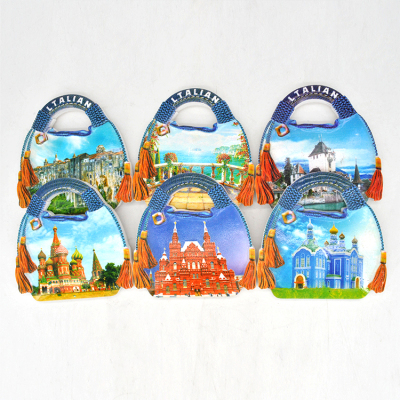 Resin bag refrigerator stickers creative foreign attractions tourism commemorative magnetic refrigerator stickers