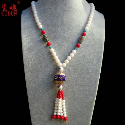 Beads long necklace beads soul tridacna Nepal hand bead lady sweater chain diy beads long necklace