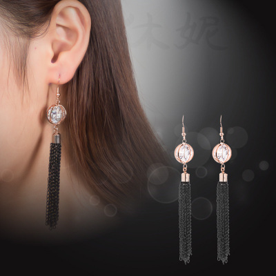 925 Silver Fashion Earrings Female Korean Version Sweet Elegance Long Earrings Simple Factory Direct Sales Wholesale Packaging
