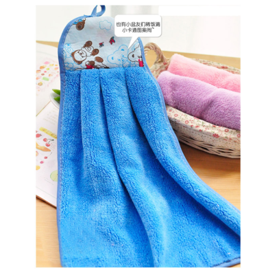 Thickened plus Size Absorbent Hand Towel Oil-Free Kitchen Dish Towel Towel Coral Fleece Hanging