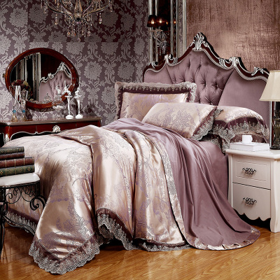 Authentic European cotton satin-jacquard four-piece wedding set with timmerdale sheets