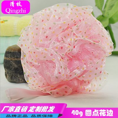 Qing Zhi Korean Style Lace Mesh Sponge Large White Dot Lace Mesh Sponge Bath Ball Custom Mixed Batch