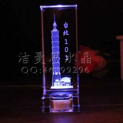 Crystal laser engraved Taiwan 101 Taiwan landmark tourist souvenir