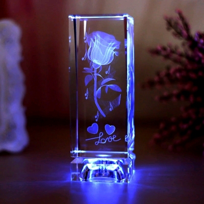 Crystal laser engraved roses for valentine 's day Christmas exclusive gifts support wholesale