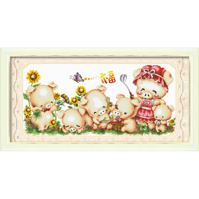 Crafts Wholesale Living Room DIY Material Package Cross Stitch Warm Pig Home 0060