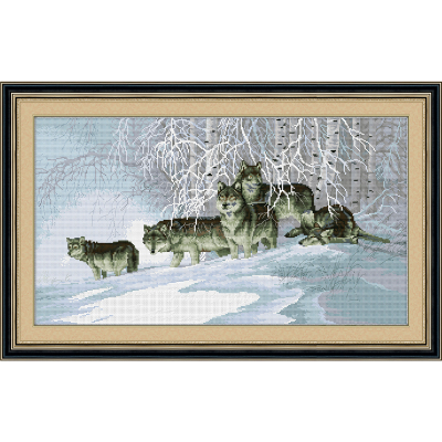 Wholesale Living Room Cross Stitch Material Package DIY Crafts Snow Wolf 0663