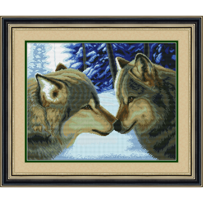 Crafts Material Package Printing Cross Stitch Wholesale Handmade Wolf Kiss 0648