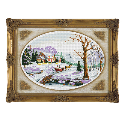 The living room DIY printed cloth cross stitch kits crafts winter snow 0679