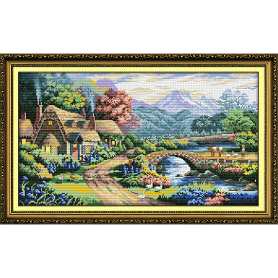 Arts and crafts material living room DIY cross stitch wholesale rural small bridge 0824