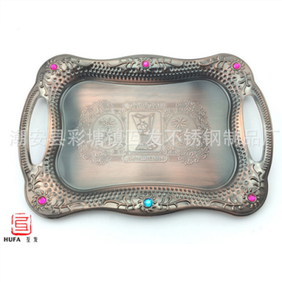 Stainless Steel Embossed Color Portable Craft Tray Arab High-Grade Export Fruit Plate