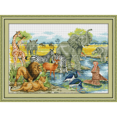 Living room fabric material package crafts DIY cross stitch animal world 0802