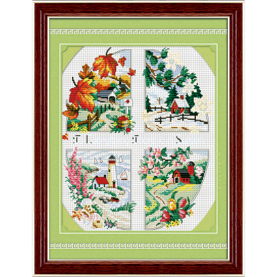 Wholesale DIY cross stitch material bag crafts four seasons window 1023