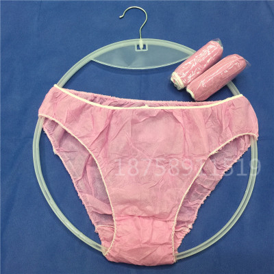 Disposable Non Woven Underwear pink maternity Triangle pants paper briefs Travel Beauty Sauna Hotel