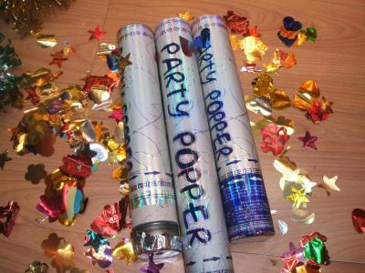 Blue romantic fireworks confetti salute handheld spray ribbons sequins