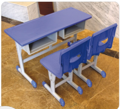 Lifting type student double class desk and chair
