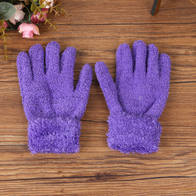 Winter fashion monochrome plush anti - mouth feather gloves