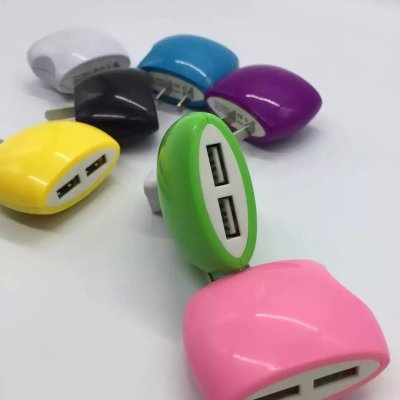 Dual USB color candy apple Samsung smart phone charger universal.