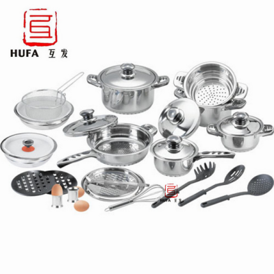 Stainless Steel Cookware Set 29-Piece Stainless Steel Soup Pot Fried Tripod 29-Piece Set Multiple Color Boxes